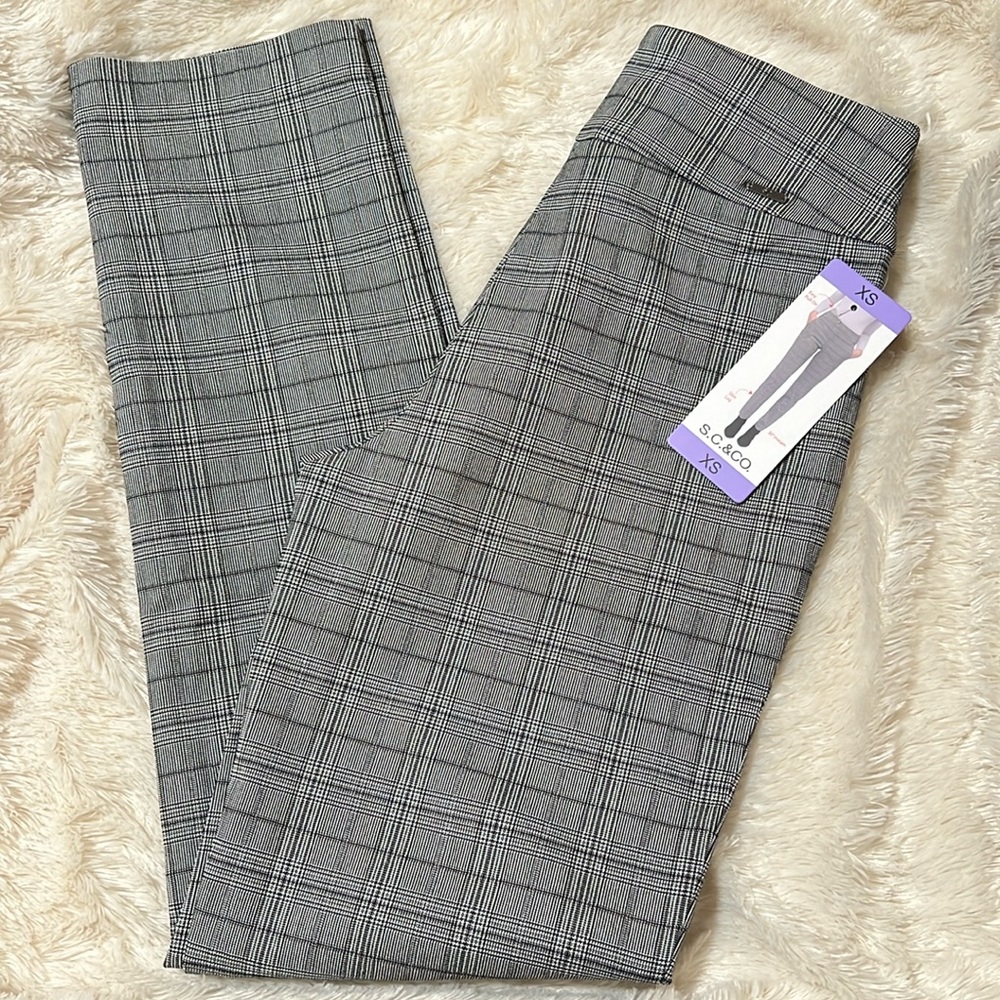 🆕 S.C.&CO. Tummy Control Pull-On Pants - Black Plaid (NWT)